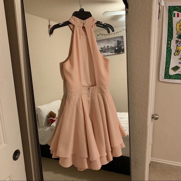 Pink high neck backless skater dress - Picture 4 of 9